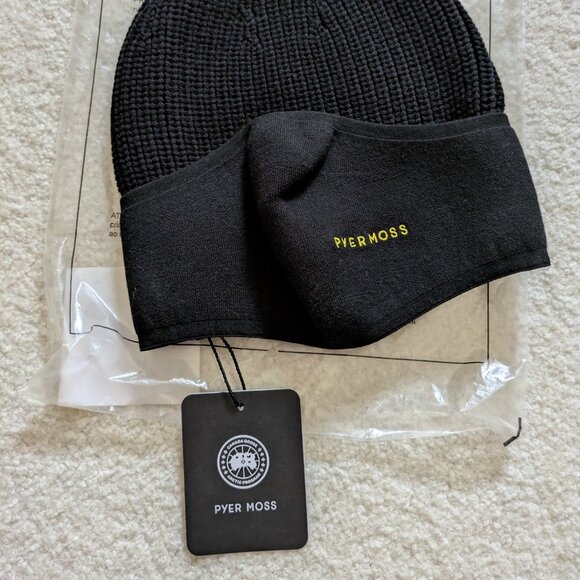 Canada Goose & Pyler Moss Merino Wool Balaclava/Toque Black w Gold Logo NEW - Picture 3 of 13
